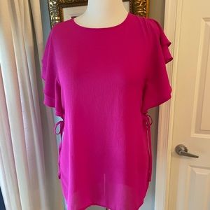 She + Sky sexy Hot Pink top with side ties. Size Large.